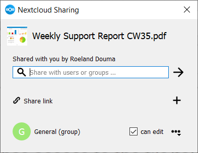 Share dialog