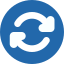 Status icon, blue circle and white semi-circles