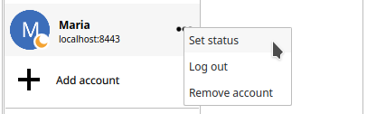 set user status menu option