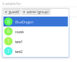 User and groups selector