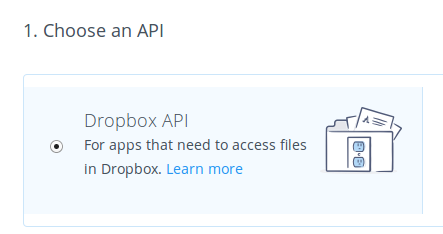 Select Dropbox API.