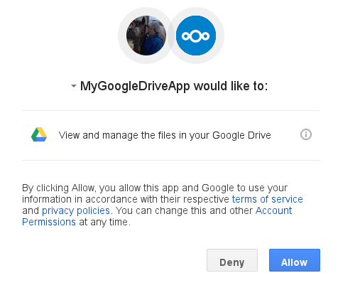 Google Drive consent page.