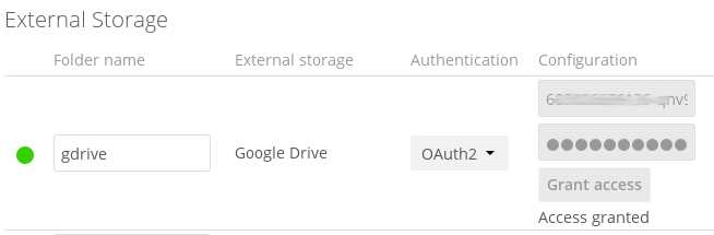 Google Drive mount in Nextcloud.