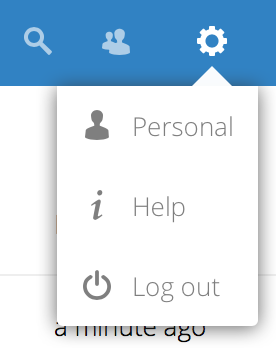 screenshot of user menu at top-right of Nextcloud Web GUI