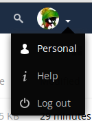 Bildschirmfoto des Benutzer-Menüs in der oberen rechten Ecke der Nextcloud Web-Oberfläche