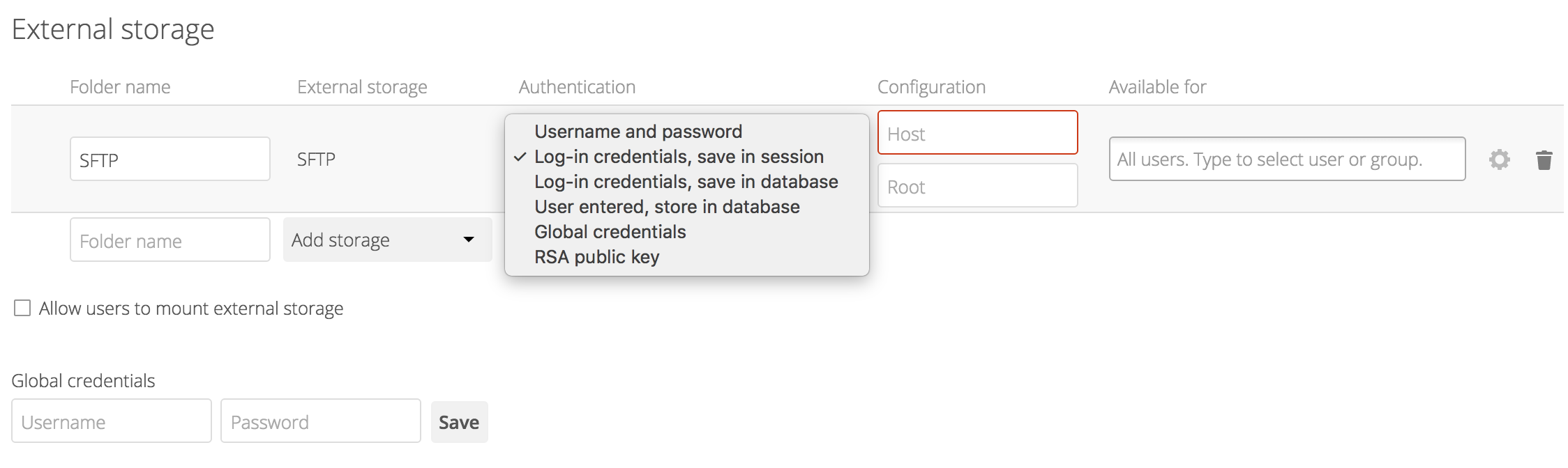 Authentication types