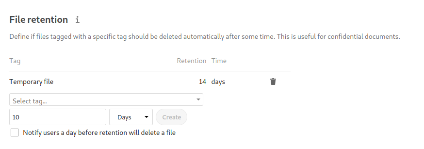 Sample rule to delete files after 14 days.