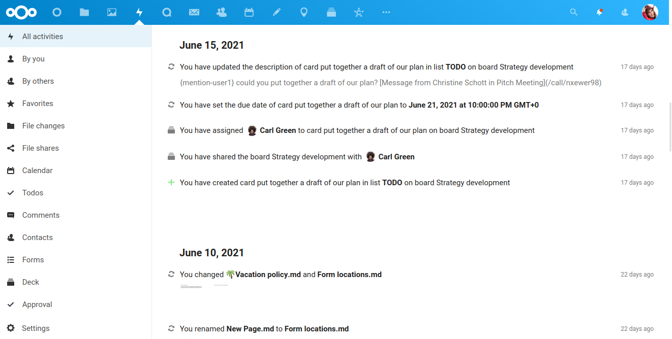 Activity layout