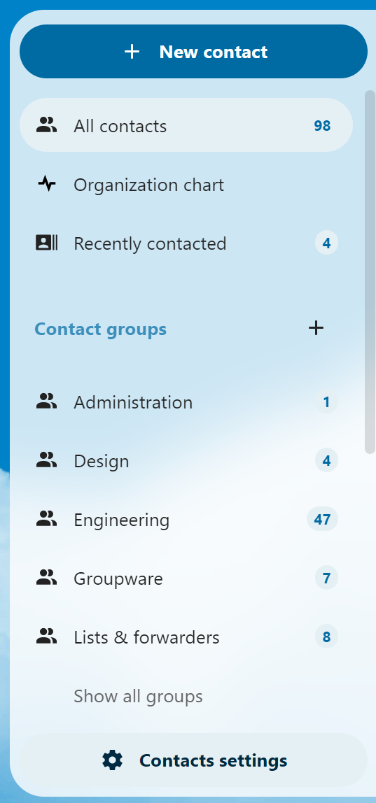 Contacts navigation