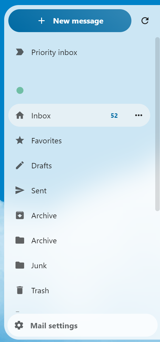 Mail navigation entries