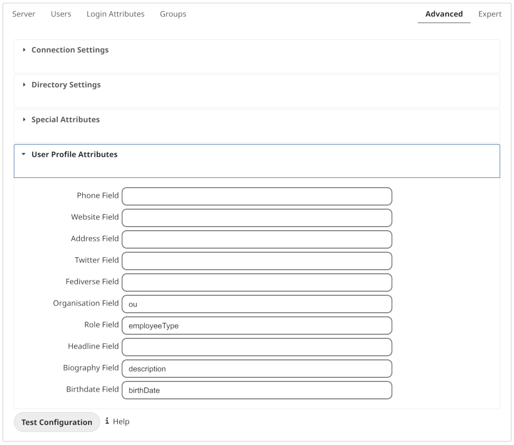 User Profile Attributes.