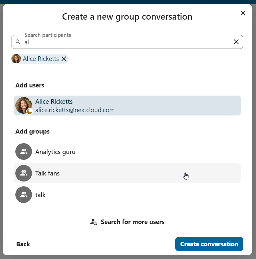 Nextcloud chat app