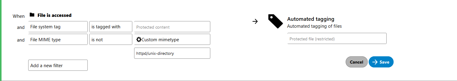 Example rule to assign a restricted tag except to Directory.